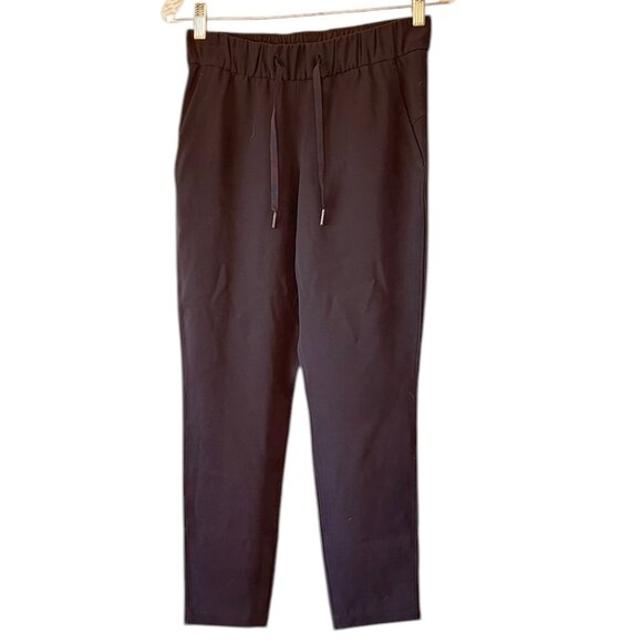 Lululemon On The Fly Pants Black Elastic Waist with Drawstring Woven 27  Size 4 - Picture 2 of 10